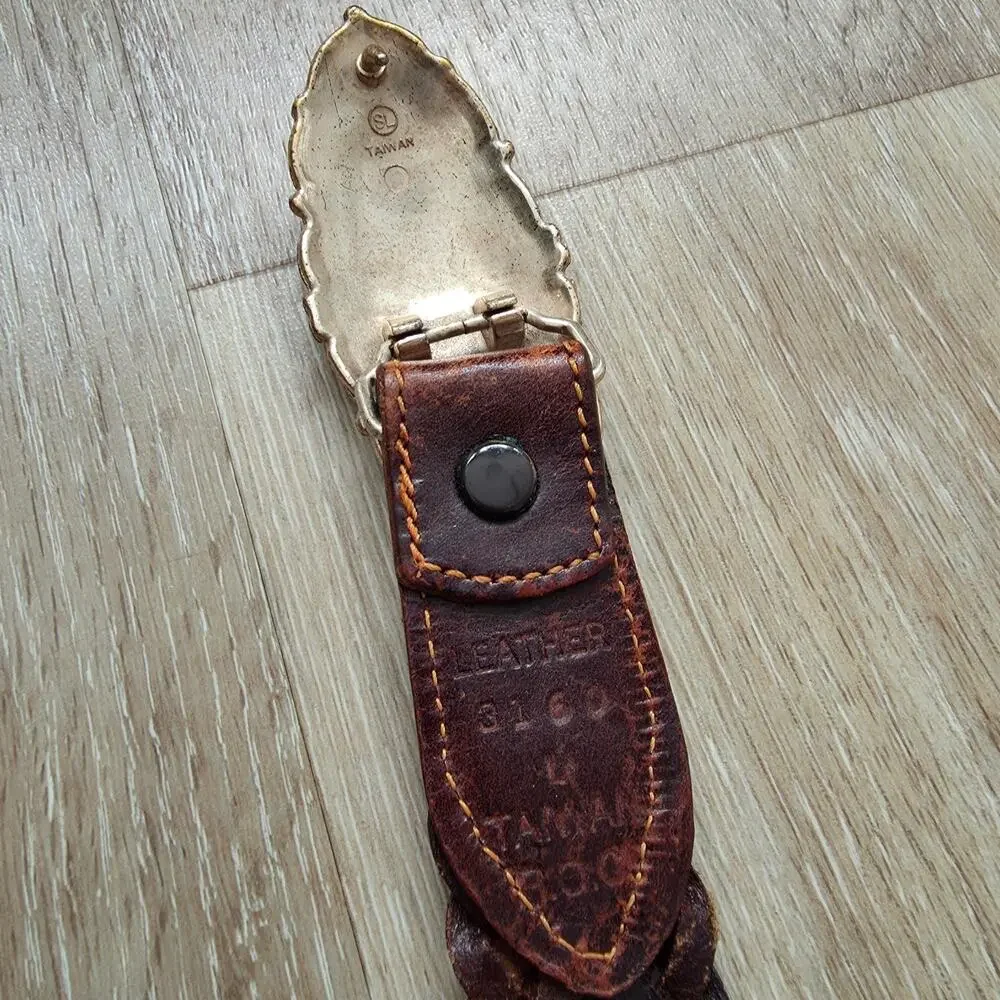 Vintage Taiwan R.O.C. Brown Braided Leather Belt sz Extra Large Retro Casual